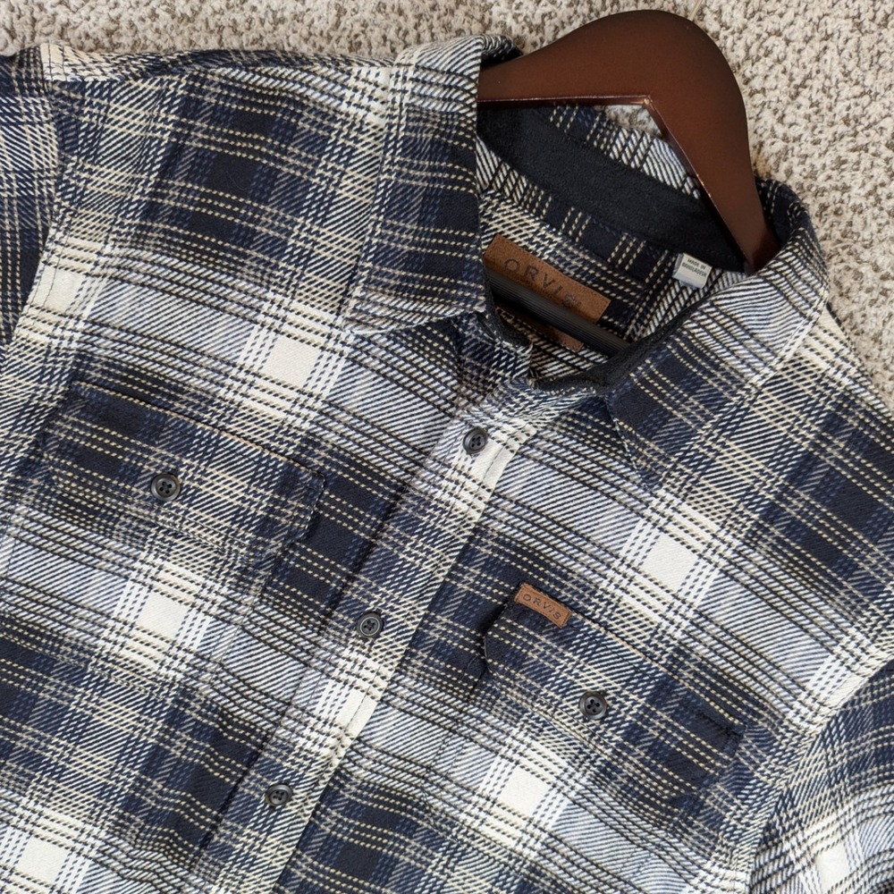 Orvis Flannel Jacket Plaid Button Up Long Sleeve Classic Mens XL Heavyweight